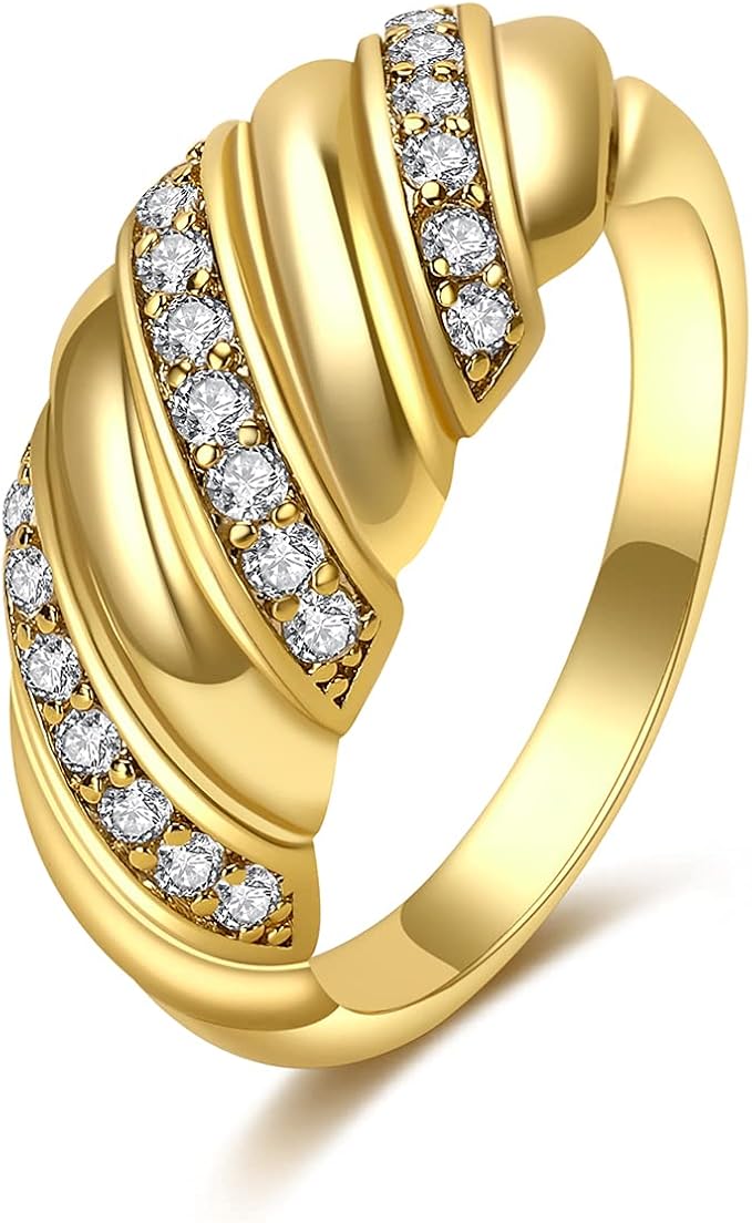 iviapro croissant 戒指 2021 新款 18k 镀金厚层纯金四周戒指女士