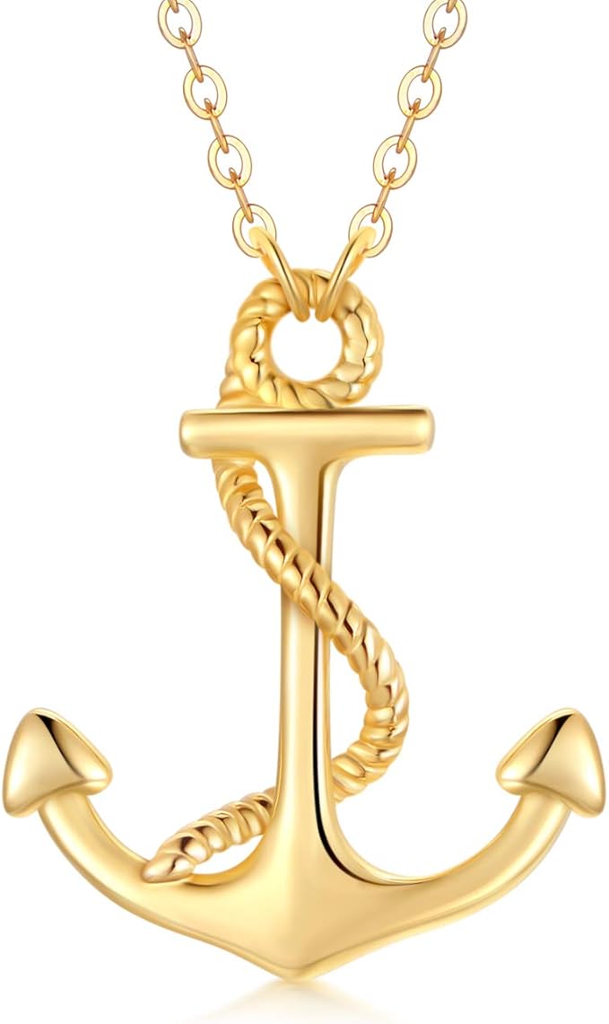 女士14k 金锚吊坠项链,精美黄金首饰礼品,16 1 1 英寸