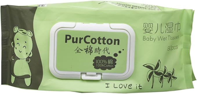 purcotton全棉时代无酒精无刺激婴儿湿巾 袋装80片