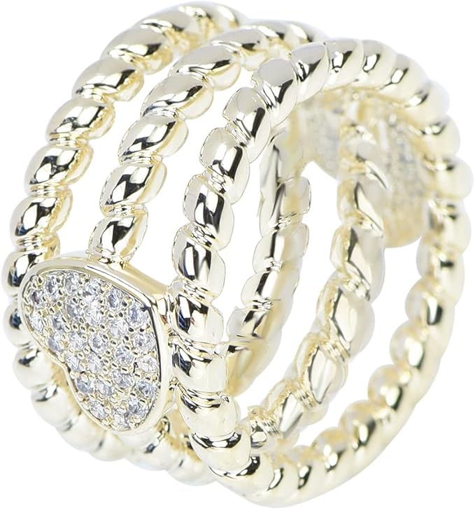 vvcome 镀金水晶时尚戒指方晶锆石订婚戒指女士男士婚礼礼物尺寸 8