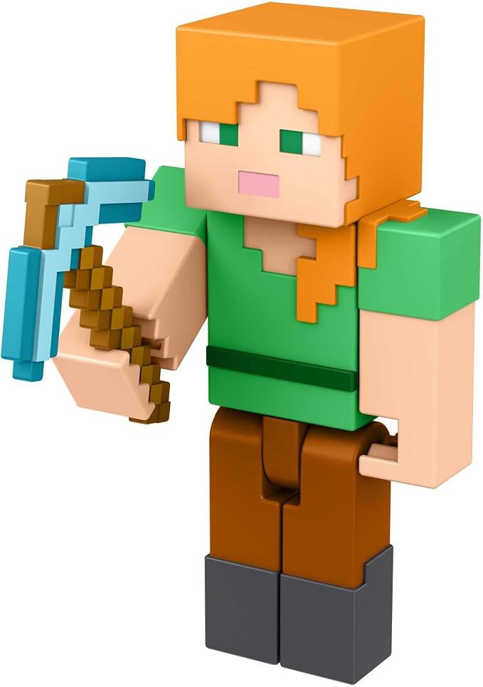 mattel minecraft alex 可动公仔,3.25 英寸(约 8.