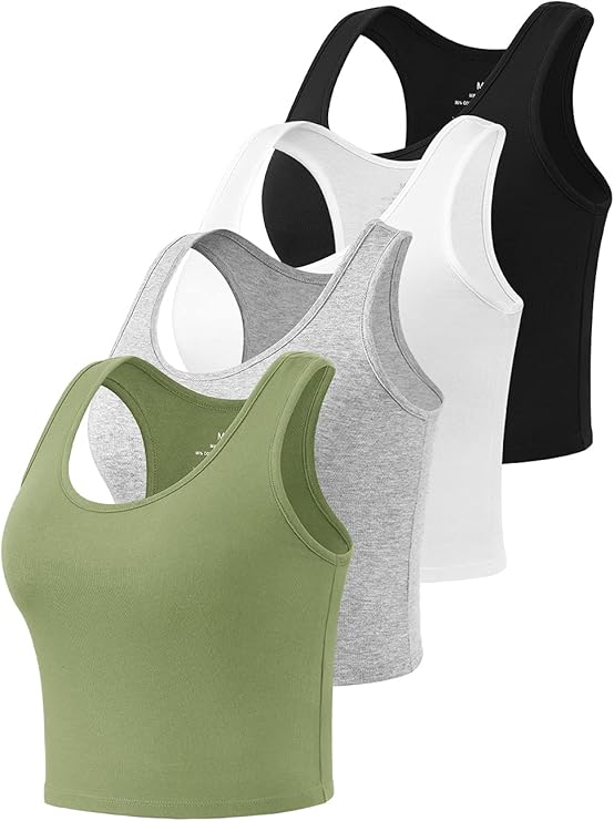 star vibe 4-5 件装基本运动露脐背心女式短款工字背心锻炼瑜伽上衣