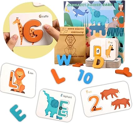 数字和字母闪卡 适合2 4 岁及以上的幼儿 木制字母拼写游戏 学前学习教育活动玩具 适合女孩和男孩的玩具礼物 玩具 亚马逊中国