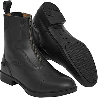 zip jodhpur 马靴女士男士女孩男孩 | 皮革庭院靴马术黑棕色 | 英国