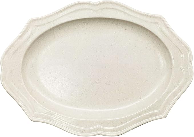 美浓烧 椭圆形 盘子 约25×18厘米 "cadre " 卡片