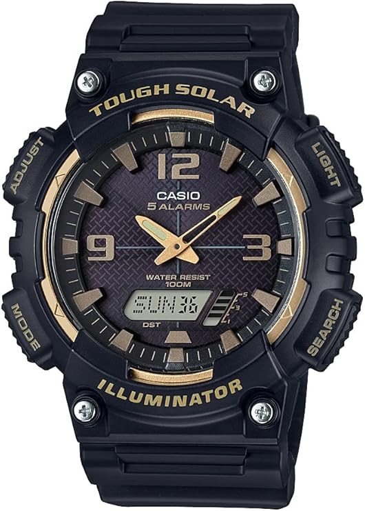 casio 卡西欧 男式"tough solar"石英不锈钢和树脂手表,颜色:黑色