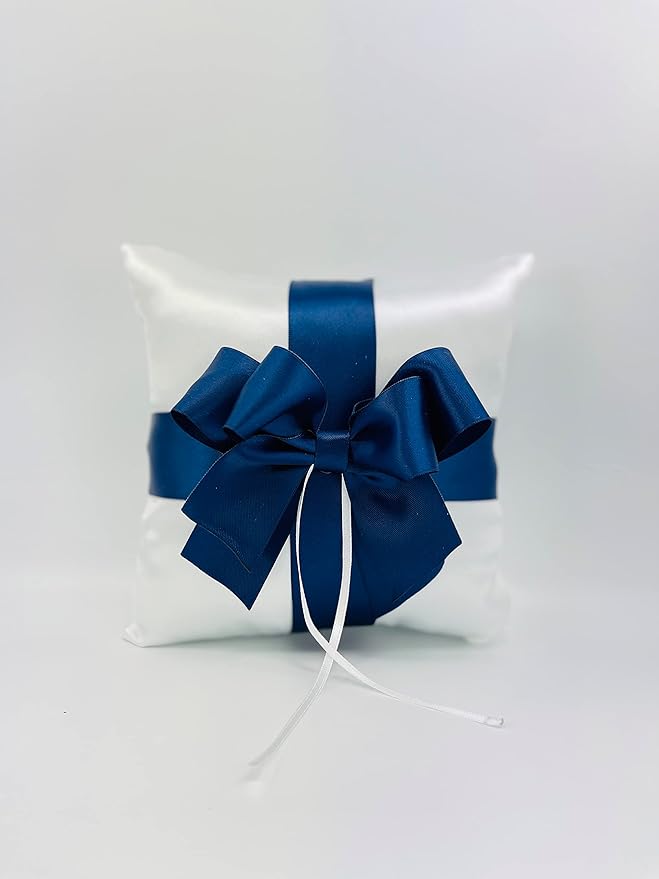 white &amp; blue ring bearer&#39;s pillow - ring bearer&