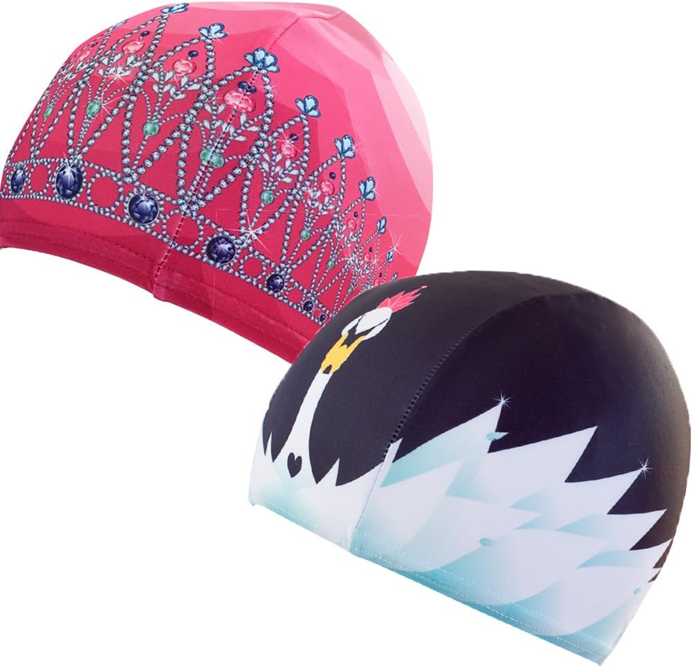 游泳帽,莱卡设计师泳帽,2 只装,公主粉,天鹅湖