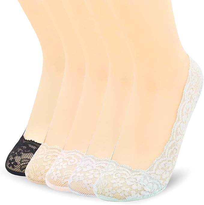 vaguku 女式蕾丝隐形袜 低帮防滑 隐形平底鞋 高跟鞋 船袜