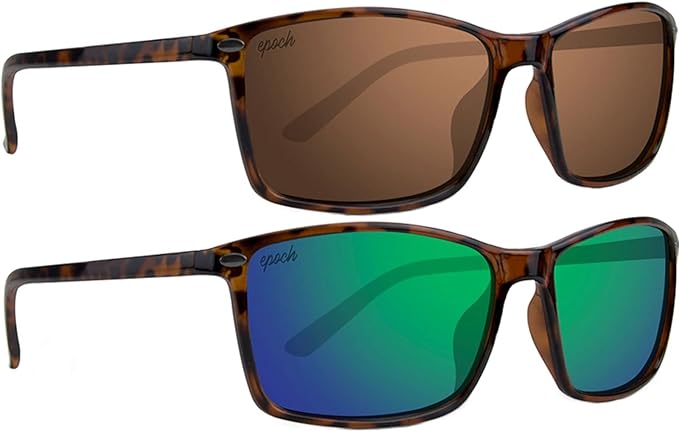 epoch eyewear 墨菲运动偏光太阳镜 2 对玳瑁镜框棕色镜片和*镜面镜片