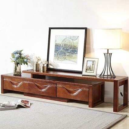 618清仓特惠 鹿枫现代中式全实木电视柜地柜客厅电视机组合伸缩视听柜音响柜组合墙lfdsg Ha03 胡桃色 价格报价图片