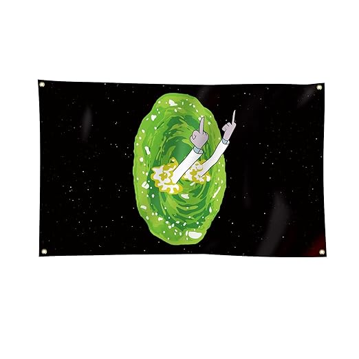 rick and morty 室内墙壁横幅 rick 中指(3x5 英尺)带黄铜索环,适用于