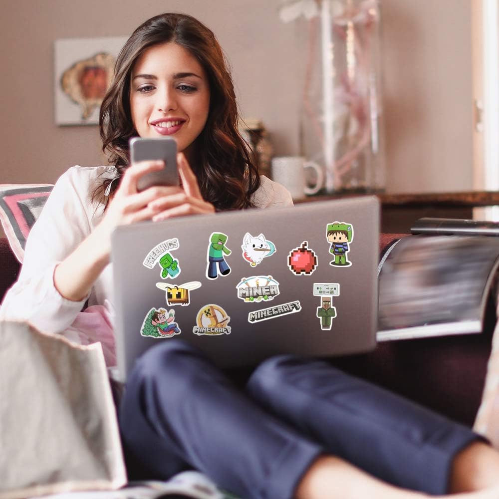 Minecraft 贴纸50 张装乙烯基防水贴花贴纸适用于笔记本电脑水瓶电脑手机硬帽汽车贴纸和贴花儿童 我的世界 亚马逊中国 电脑 It