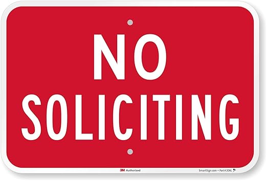 smartsign - k-7506-eg-12x18 "no soliciting" 标牌
