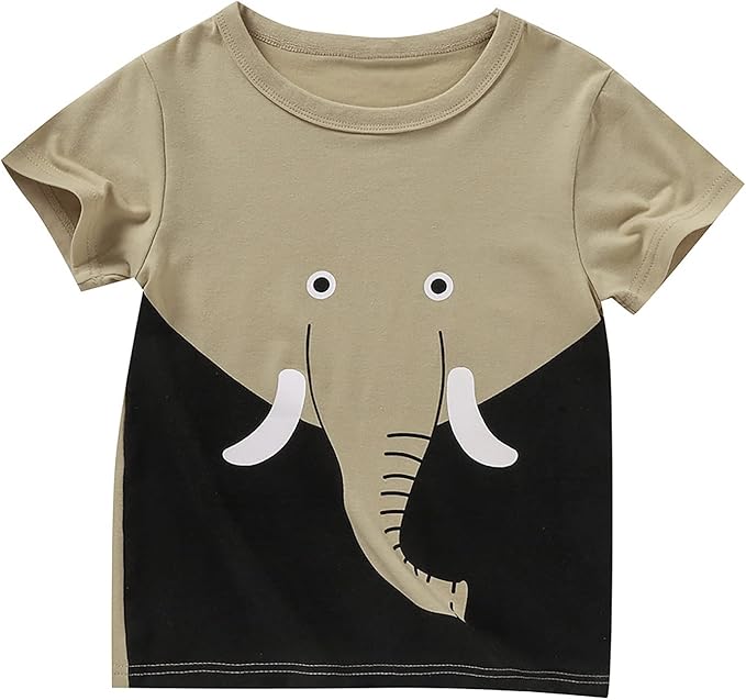 winzik 男婴女童夏季衬衫卡通大象图案幼儿儿童短袖 t