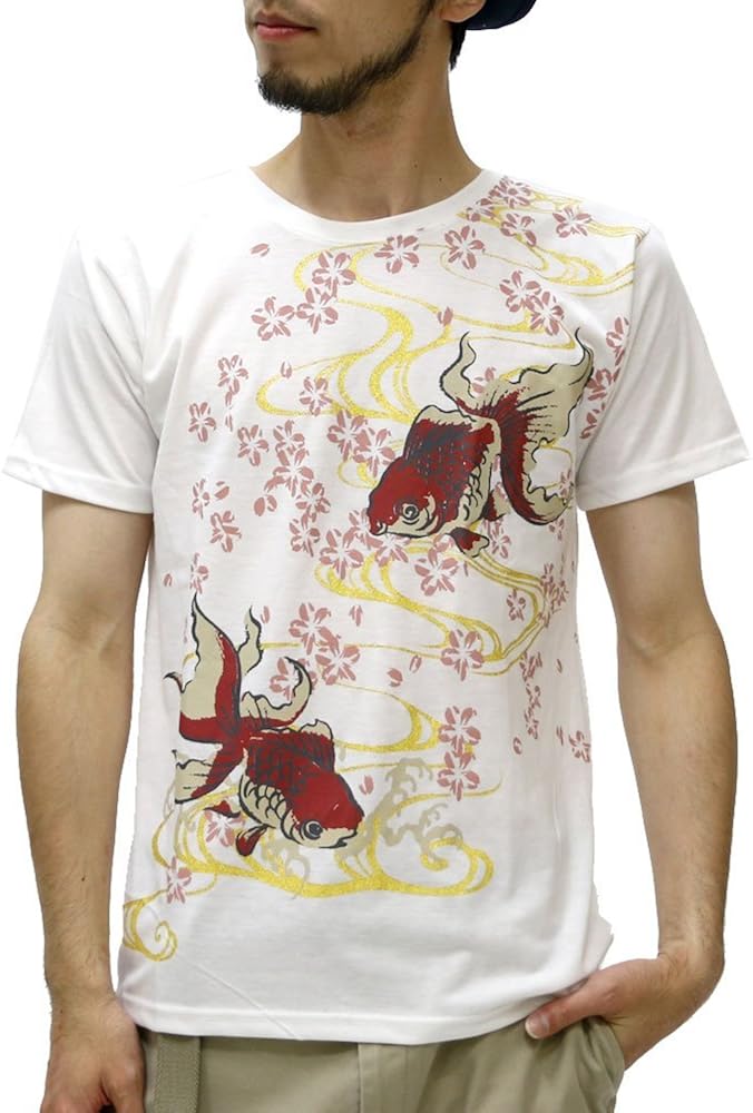 Bullet Noise 男士t 恤龙印花日本传统设计wagara 衬衫5 White Goldfish Large Bullet Noise 服饰箱包 亚马逊中国
