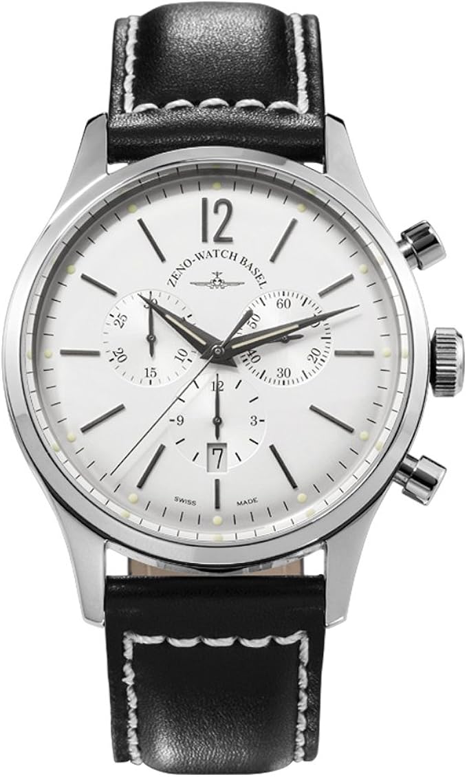 zeno vintage line 男 指针 瑞士石英 钟表 同 小牛皮 镯子 6564-5030