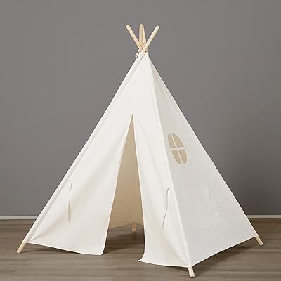 手提箱和松木支撑杆 - 适合室内和室外使用 - * 纯棉帆布儿童游戏帐篷