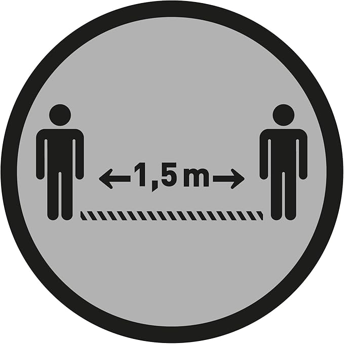 地板贴纸"社交距离地板",30 x 30 厘米,灰色/黑色,10 件