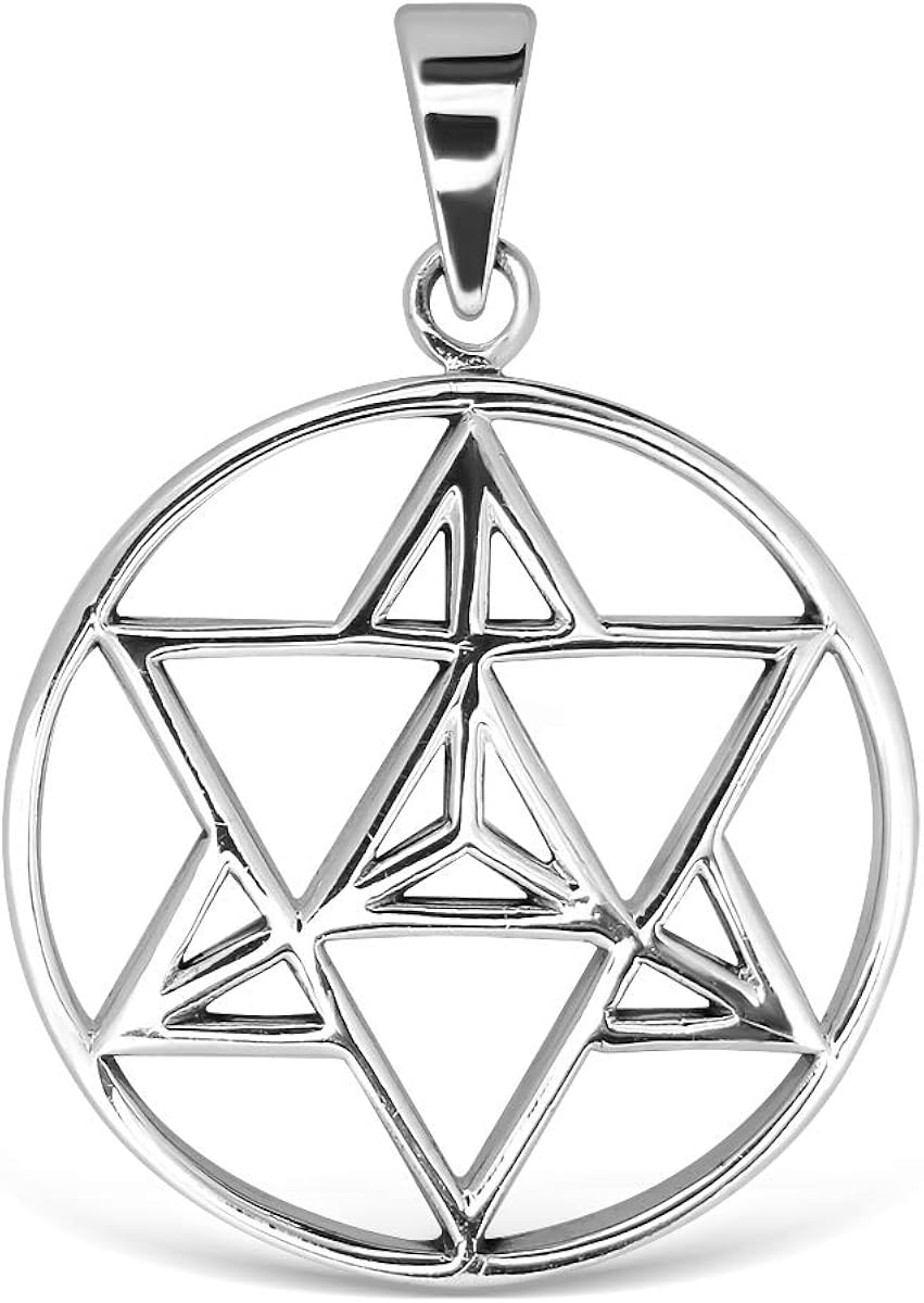 925 纯银凯尔特人 merkabah merkaba 几何星形金属四面体吊坠