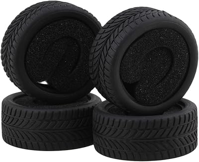 bqlzr 4件黑色橡胶轮胎,用于rc 1:10公路赛车模型汽车备用零件轮胎