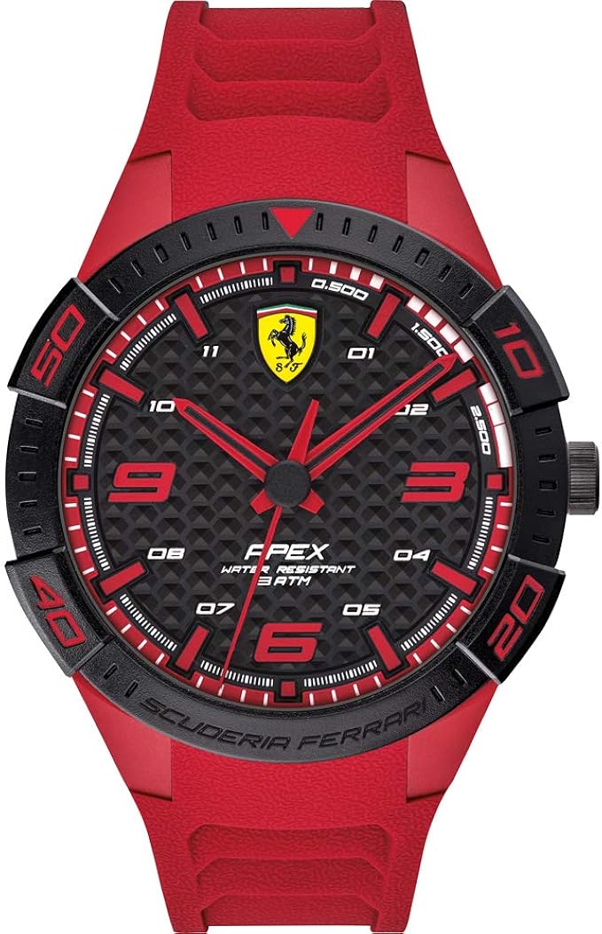 scuderia ferrari 男式模拟石英手表硅胶表带 0830664