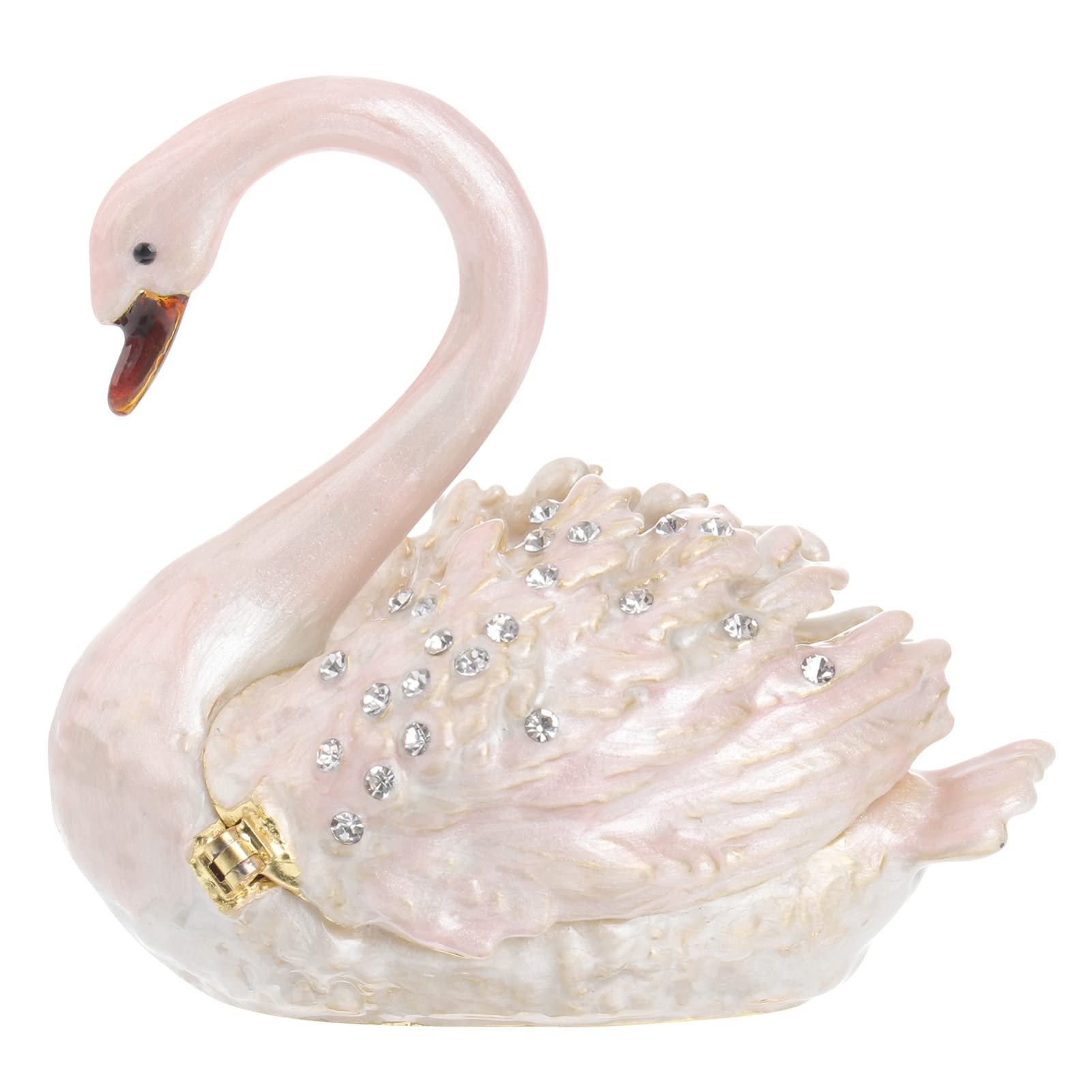 NOLITOY Diamond Swan jewelry box, Hand-painted hinged jewelry box Mini Ring Earrings Jewelry storage box, figurines collection souvenirs Home decor Wedding gifts
