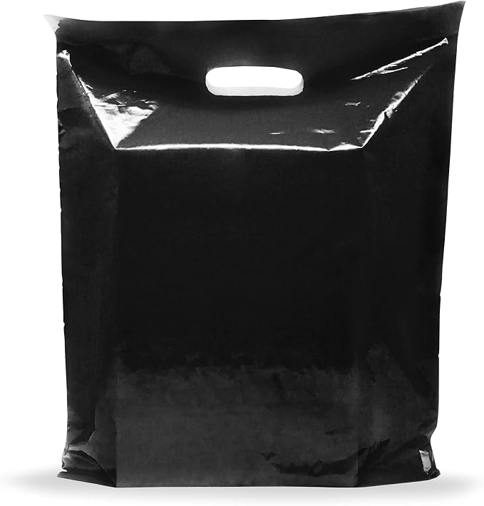 黑色商品塑料购物袋 - 200 包 12 英寸 x 15 英寸(约 30.5 厘米 x 38.