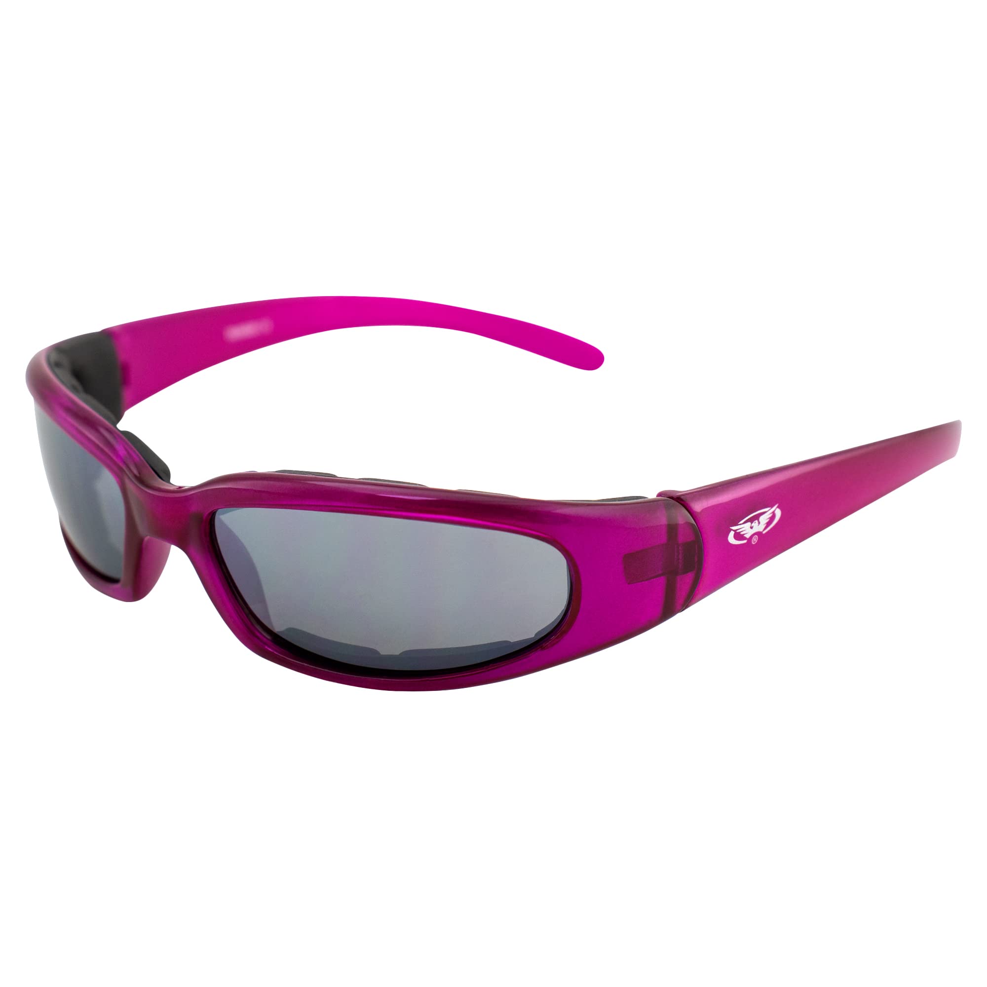 Global Vision Glasses Chicago women's motorcycle sunglasses Pink frame with flash mirror lenses, flash mirror, Adult