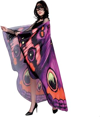 deqi 蝴蝶翅膀女士蝴蝶披肩斗篷女斗篷仙女柔软面料适合万圣节派对