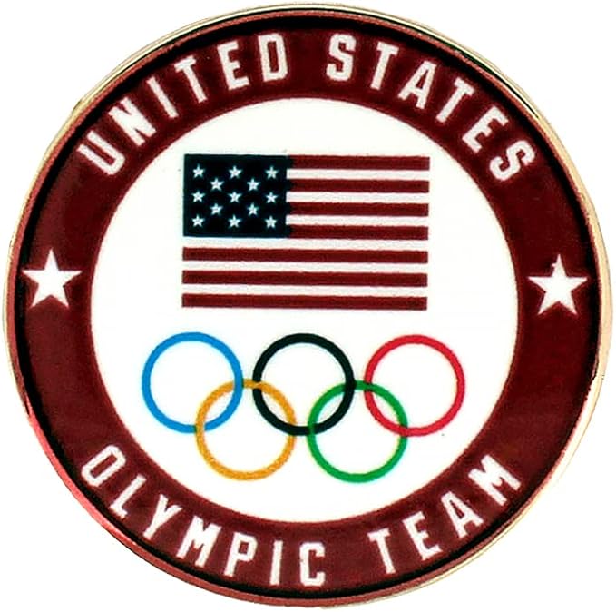 olympics usoc 球队美国国旗和奥运戒指标志圆形硬币翻领别针 | 背面