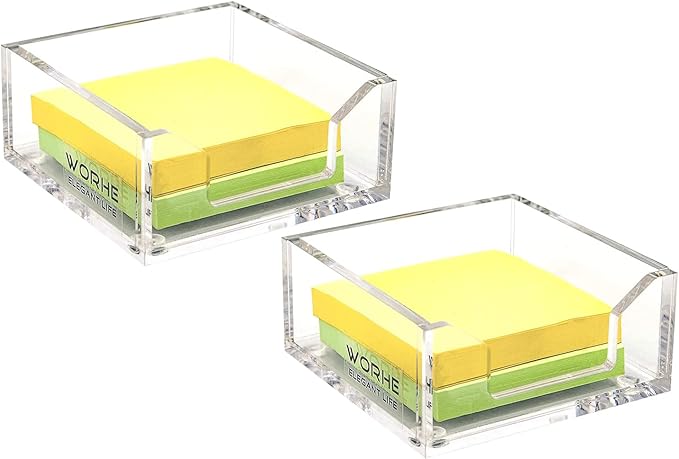 WORHE 便签夹 2 包透明亚克力便签夹 10 x 10 x 4.5 厘米,适用于办公桌组织办