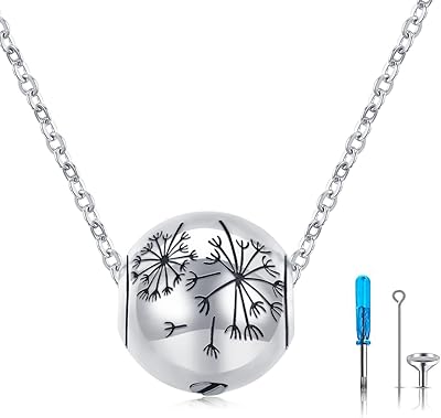 etain 蒲公英球骨灰项链 s925 纯银火葬纪念品吊坠项链 灰烬纪念首饰