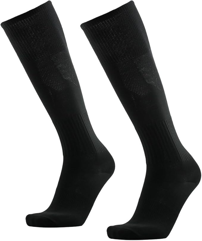 atrest 中性款及膝高纯色运动足球袜 2-10 双, 黑色-2 双-黑色足球袜