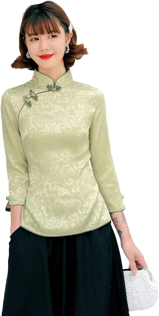 上海故事 女式中国旗袍上衣旗袍衬衫唐装衬衫 半袖* small 【shanghai