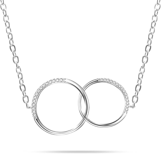 mother daughter 项链两个互锁无限圆圈项链母亲节礼物女儿儿子