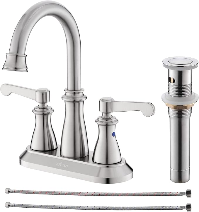 2 厘米)盥洗室梳妆台水龙头,带弹出式排水管和供应线,apb133bn