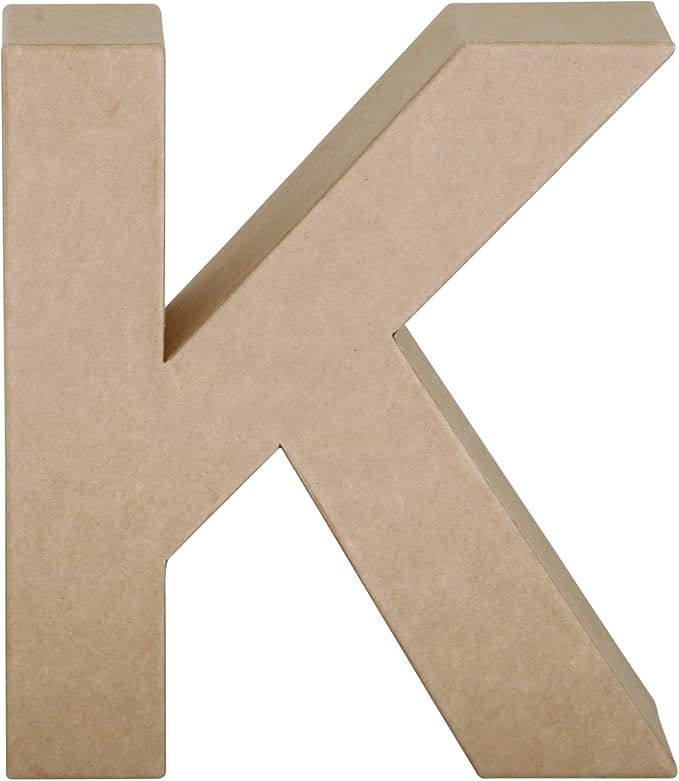 papier mache paper mache 字母 k,7&#34; 尺寸,棕色