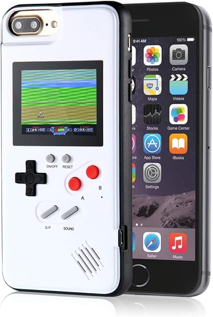 适用于iphone 的kobwa Gameboy 手机壳 复古3d 游戏设计风格硅胶手机壳 带36 个小游戏 彩色屏幕 视频游戏保护套适用于iphone X Max Iphone8 8 Plus Iphone 7 7 Plus Iphone