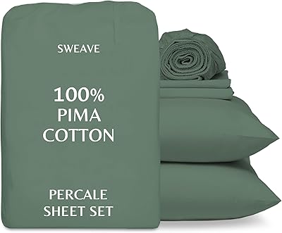 sweave 比马棉密织床单豪华 500 支 4 件套床单套装,透气,凉爽,清爽