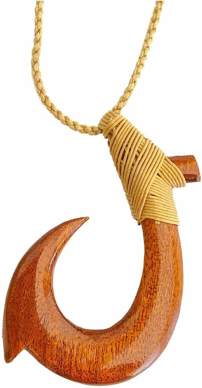 zero gravity hawaii koa 木手工雕刻 makao 鱼钩项链