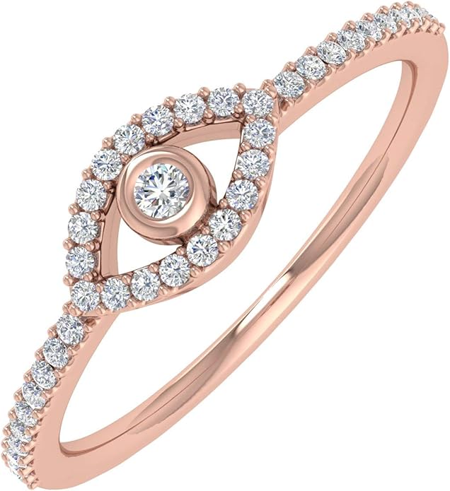 1/10 克拉邪眼钻石戒指 10k 纯金