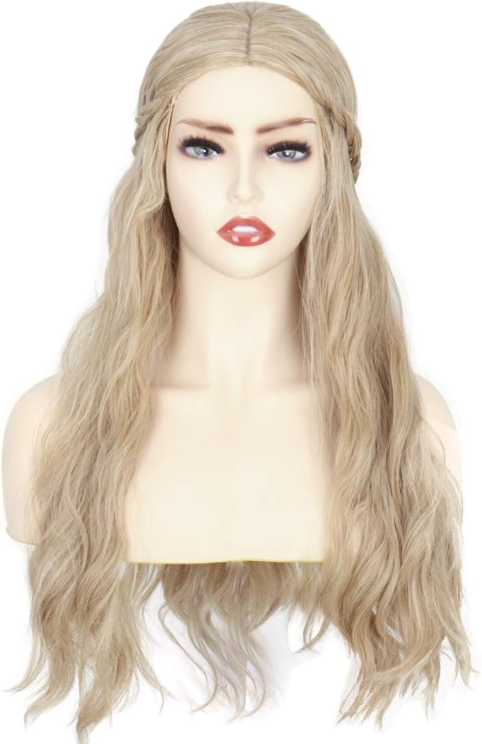 cosela 公主金色波浪假发 - 成人青少年万圣节服装假发