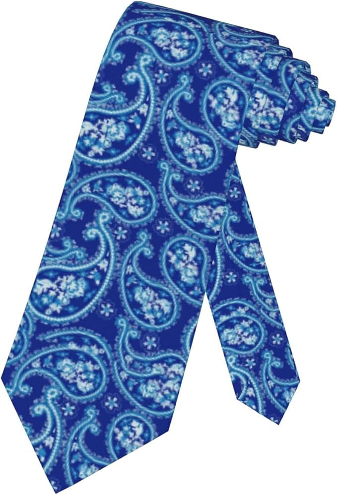 sara nell 佩斯利男式领带蓝色花卉涡纹领带,趣味印花编织修身领带