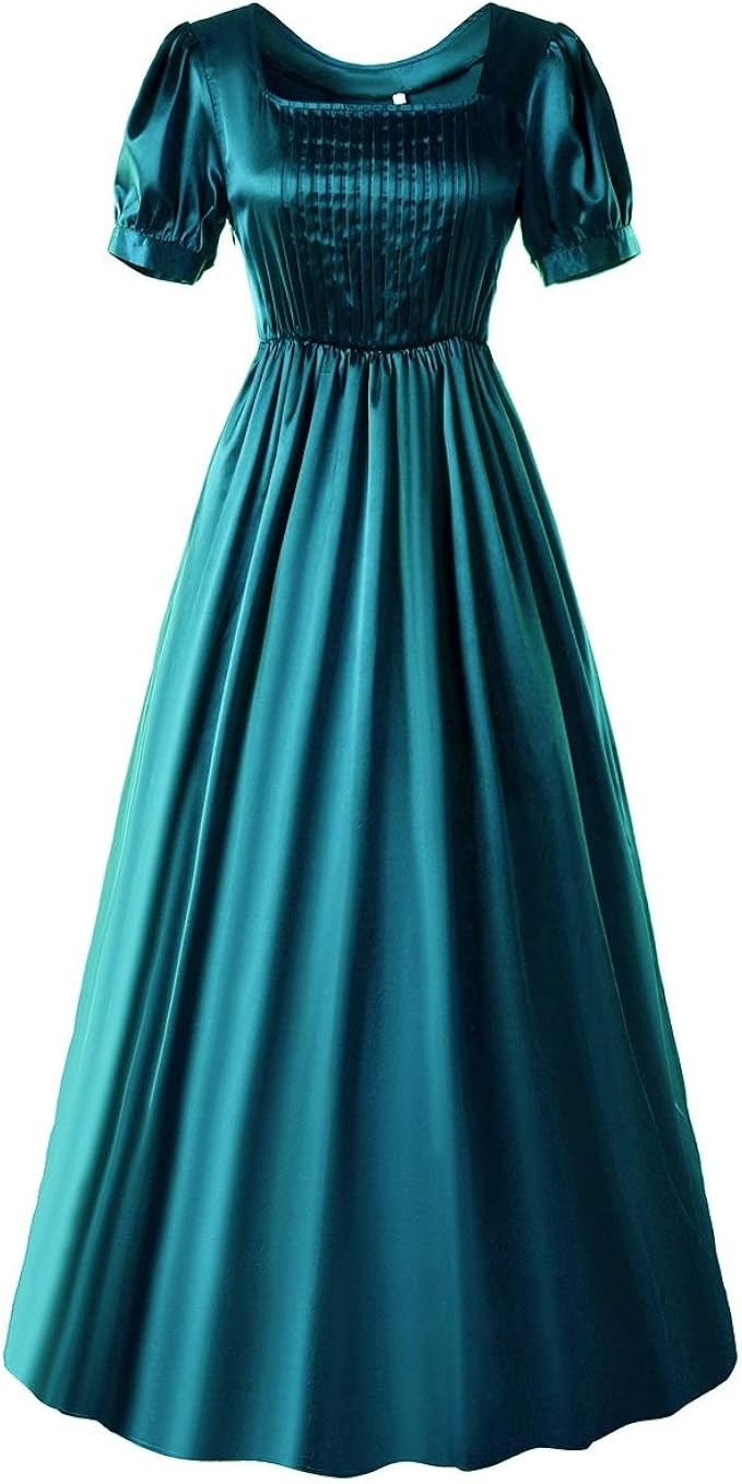 女式复古摄政礼服高腰简·奥斯汀重演舞会礼服维多利亚时代茶礼服 : 