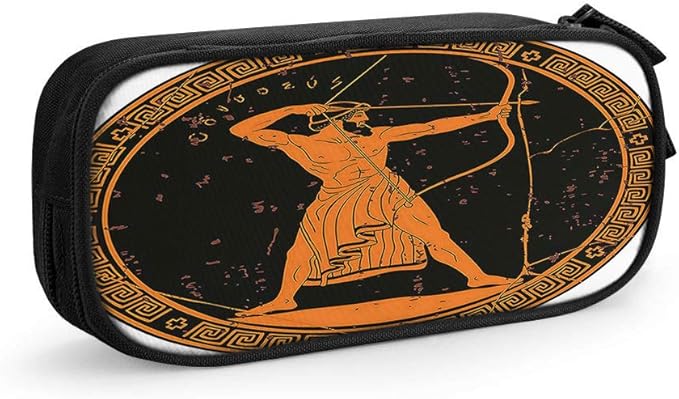 aoyego 复古铅笔盒 希腊神话 奥德修斯勇士 带武器 圆形黑色*章笔袋