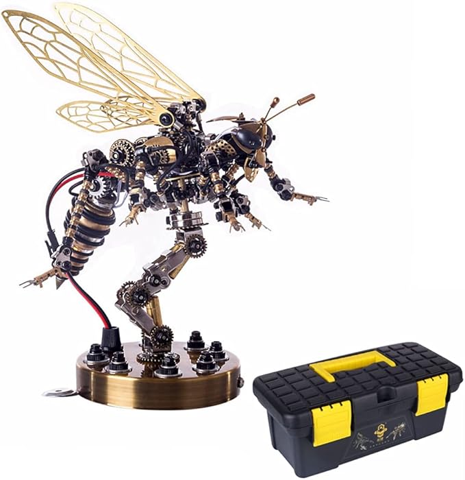haoun 3d 金属拼图模型,适合儿童和成人,diy 组装机械黄蜂模型,带声音