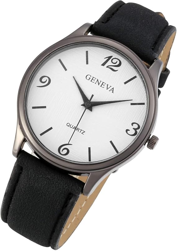 top plaza 时尚皮革模拟石英腕表简约阿拉伯数字休闲正装手表 男女