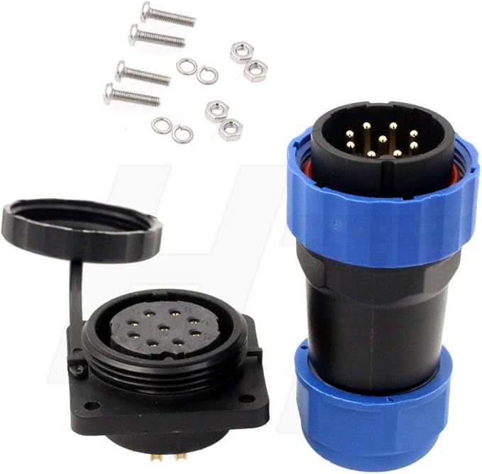 hangton he29 电源塑料连接器工业防水 ip68 圆形母头插头面板插座 4