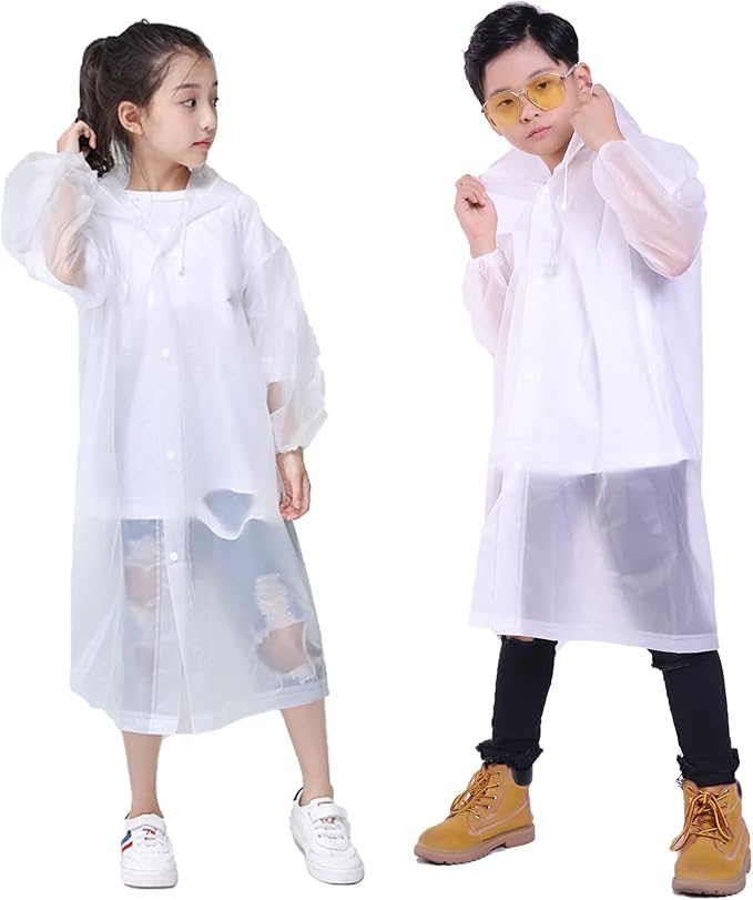 asiaod 儿童雨衣 [2 件装] eva 儿童雨衣 可重复使用的雨衣 适合男孩